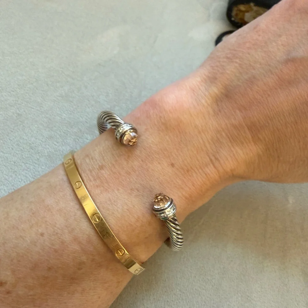 Authentic David Yurman 5mm Cable Morganite Bracelet, with receipt! - Picture 6 of 9